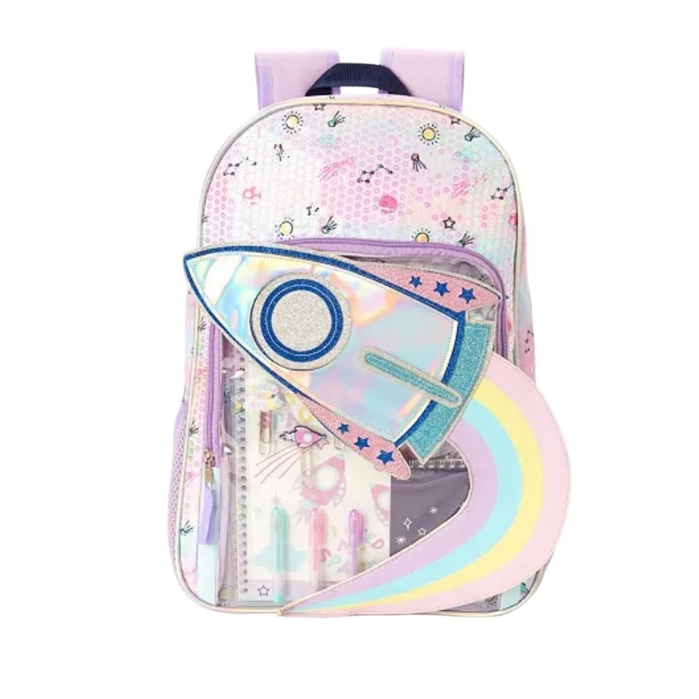 NWT InMocean Girls Pastel Space Backpack with Water Bottle‎ & Stationery Set